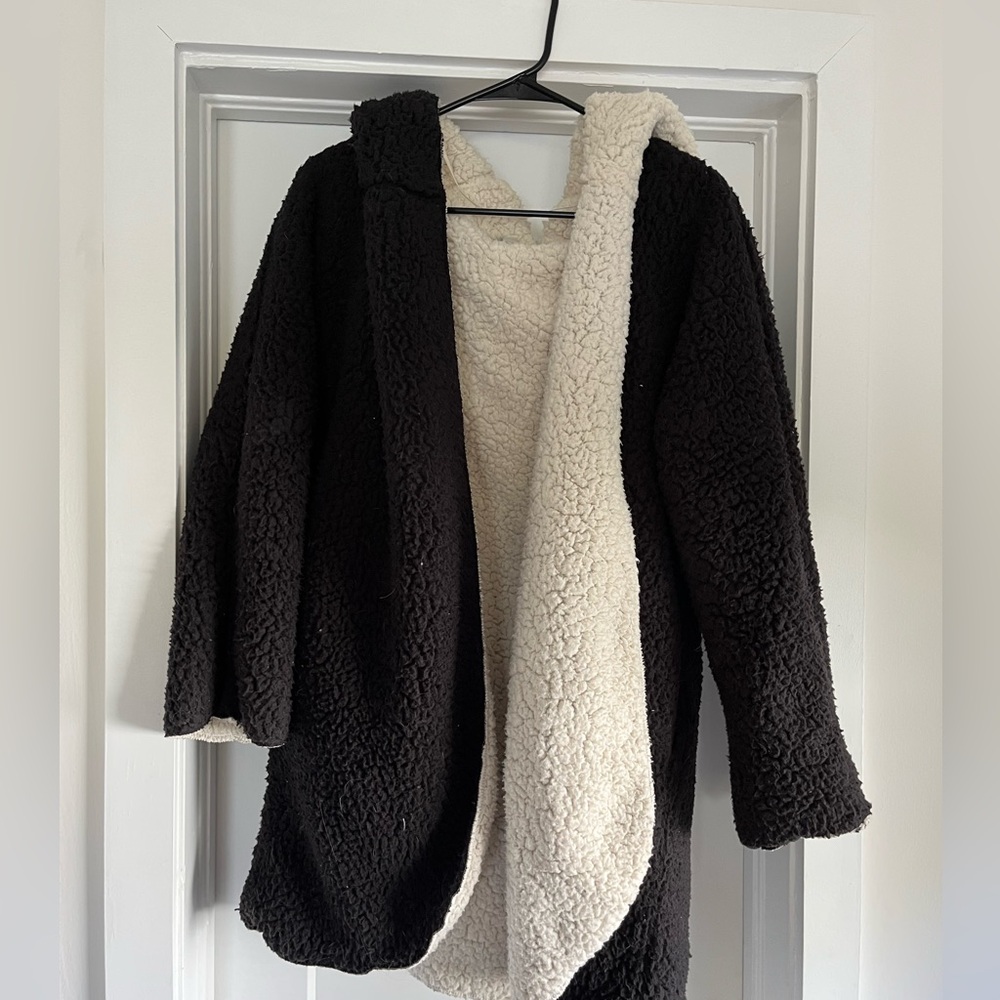 Black and White Sherpa Winter Jacket